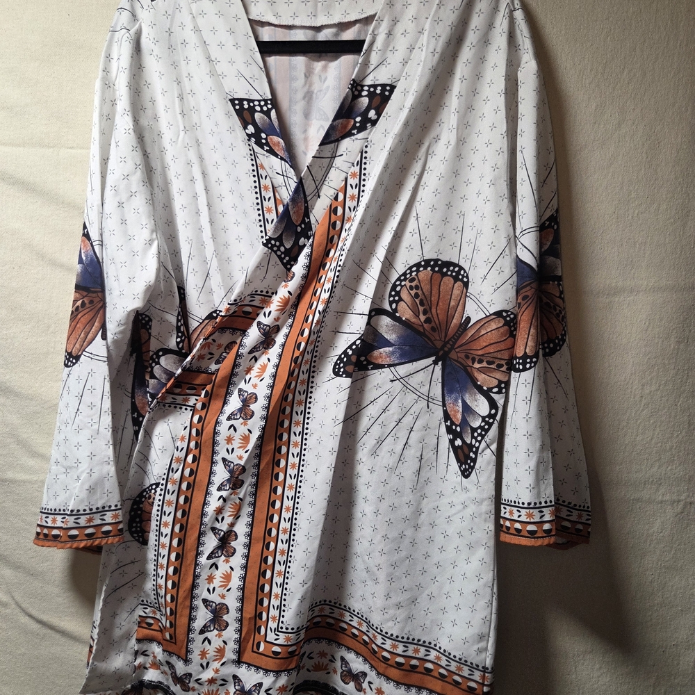 Butterfly Print Wrap Dress